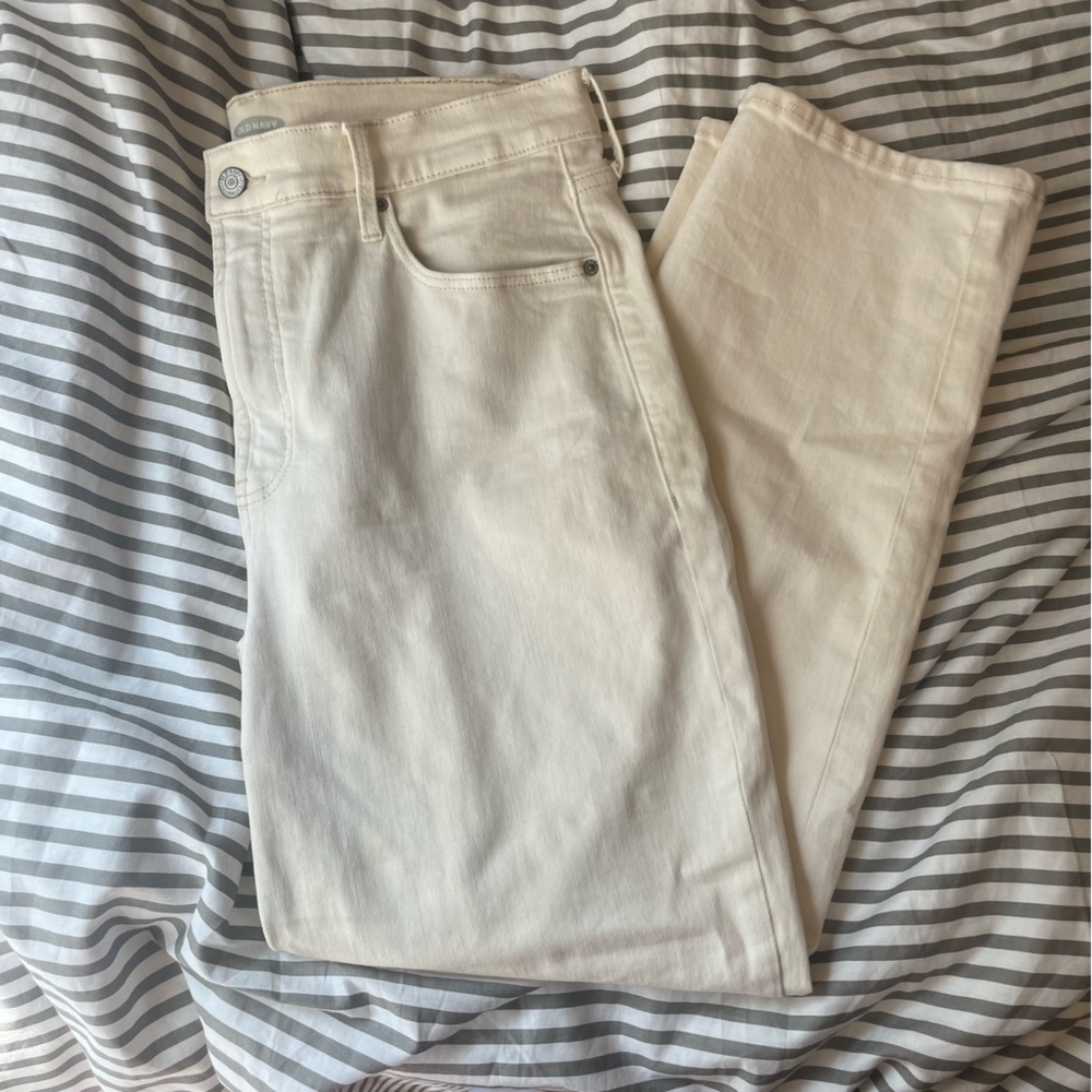 Cream Colored Straight Leg Jeans